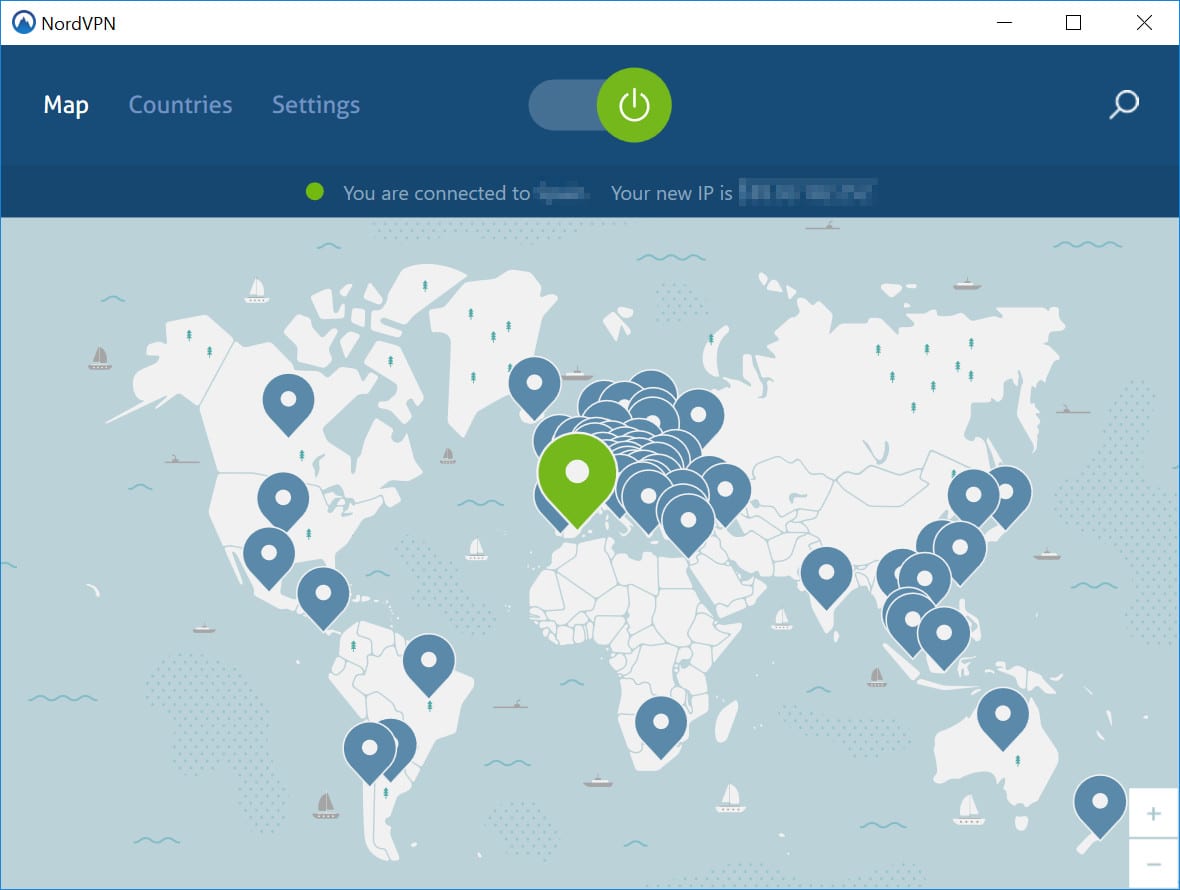 Mapa serwerów NordVPN