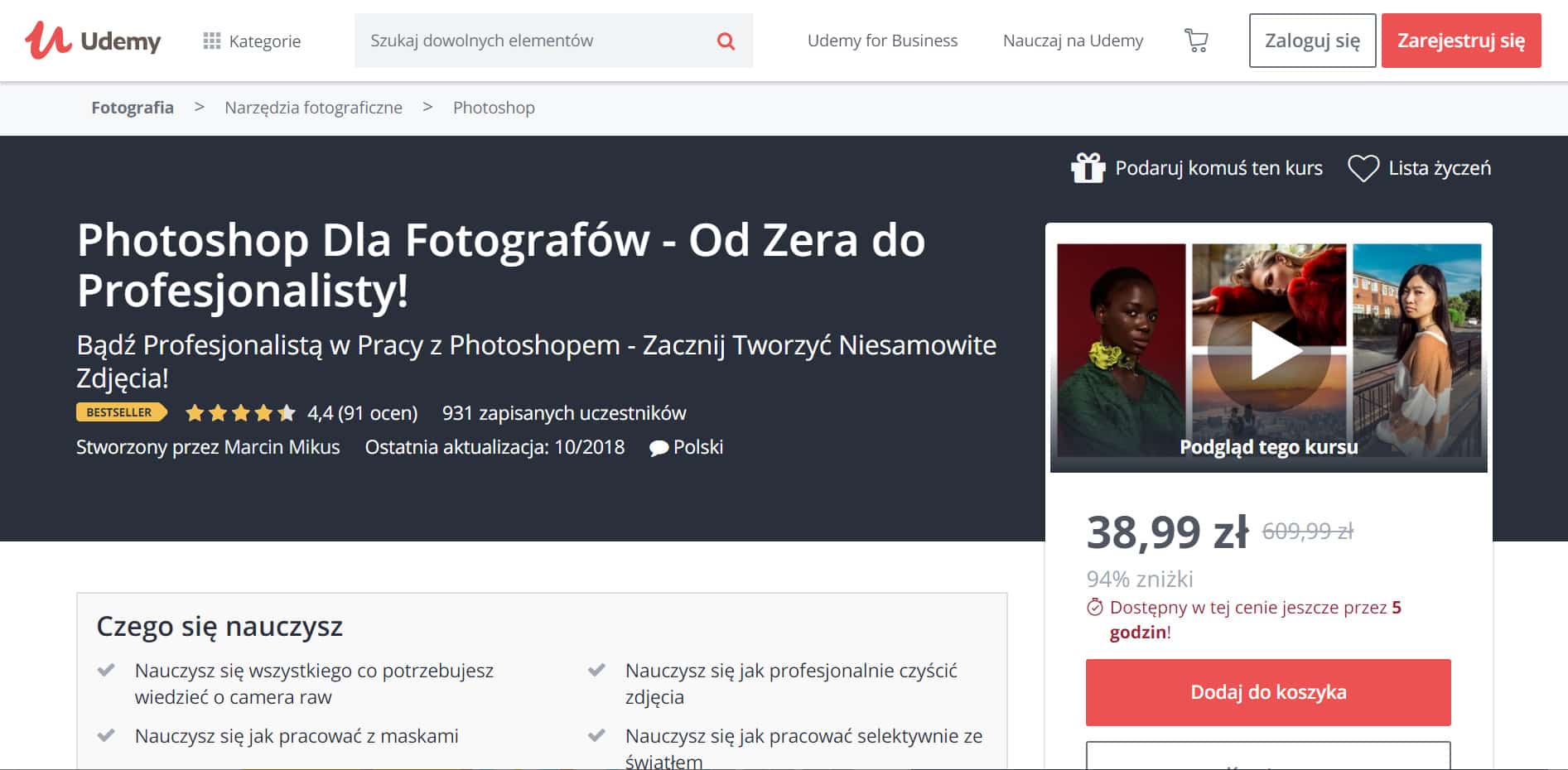 Udemy - Photoshop dla fotografów - Od zera do profesjonalisty