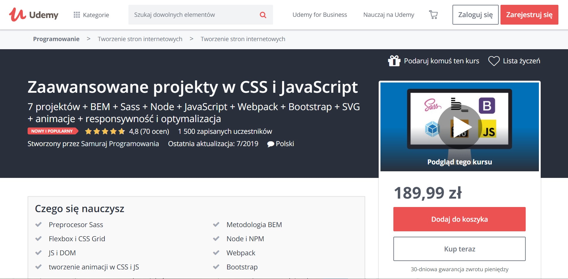 Udemy - zaawansowane projekty w CSS i JavaScript