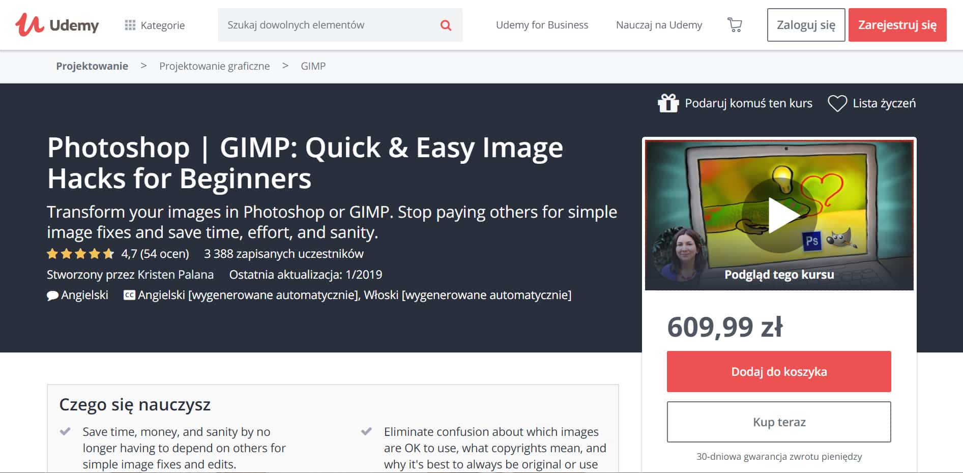 Udemy - sztuczki dla początkujących w GIMP i Photoshop
